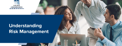 Risk manager speaking with his clients